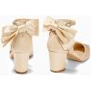 imageCoutgo Womens Chunky Heels Low Heel Ankle Strap DOrsay Pumps Closed Pointed Toe Wedding Bridal ShoesChampagne