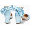 imageCoutgo Womens Chunky Heels Low Heel Ankle Strap DOrsay Pumps Closed Pointed Toe Wedding Bridal ShoesLight Blue
