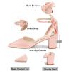 imageCoutgo Womens Chunky Heels Low Heel Ankle Strap DOrsay Pumps Closed Pointed Toe Wedding Bridal ShoesPink