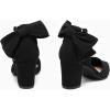 imageCoutgo Womens Chunky Heels Low Heel Ankle Strap DOrsay Pumps Closed Pointed Toe Wedding Bridal ShoesPure Black