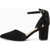 imageCoutgo Womens Chunky Heels Low Heel Ankle Strap DOrsay Pumps Closed Pointed Toe Wedding Bridal ShoesPure Black