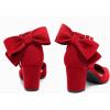 imageCoutgo Womens Chunky Heels Low Heel Ankle Strap DOrsay Pumps Closed Pointed Toe Wedding Bridal ShoesRed