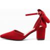 imageCoutgo Womens Chunky Heels Low Heel Ankle Strap DOrsay Pumps Closed Pointed Toe Wedding Bridal ShoesRed