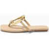imageCoutgo Womens Flat Sandals Comfortable Flip Flops Slide Sandals Summer Beach Shoes with Metal DecorationLight Khaki
