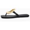 imageCoutgo Womens Flat Sandals Comfortable Flip Flops Slide Sandals Summer Beach Shoes with Metal DecorationPolish Black