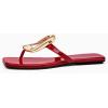 imageCoutgo Womens Flat Sandals Comfortable Flip Flops Slide Sandals Summer Beach Shoes with Metal DecorationRed