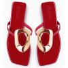 imageCoutgo Womens Flat Sandals Comfortable Flip Flops Slide Sandals Summer Beach Shoes with Metal DecorationRed