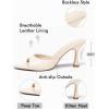 imageCoutgo Womens Heeled Mules Pointed Peep Toe High Heels Slip On Backless Mule Sandals Dress ShoesBeige