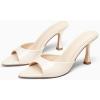 imageCoutgo Womens Heeled Mules Pointed Peep Toe High Heels Slip On Backless Mule Sandals Dress ShoesBeige