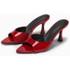 imageCoutgo Womens Heeled Mules Pointed Peep Toe High Heels Slip On Backless Mule Sandals Dress ShoesRed
