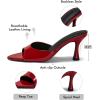 imageCoutgo Womens Heeled Mules Pointed Peep Toe High Heels Slip On Backless Mule Sandals Dress ShoesRed