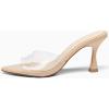 imageCoutgo Womens Heeled Mules Pointed Peep Toe High Heels Slip On Backless Mule Sandals Dress ShoesTransparent