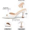 imageCoutgo Womens Heeled Mules Pointed Peep Toe High Heels Slip On Backless Mule Sandals Dress ShoesWhite
