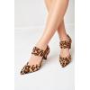 imageCoutgo Womens Low Kitten Heel Dress Shoes Pointed Toe Slip on Ankle Strap Cutout Elegant Party Wedding PumpsLeopard