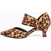 imageCoutgo Womens Low Kitten Heel Dress Shoes Pointed Toe Slip on Ankle Strap Cutout Elegant Party Wedding PumpsLeopard