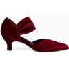 imageCoutgo Womens Low Kitten Heel Dress Shoes Pointed Toe Slip on Ankle Strap Cutout Elegant Party Wedding PumpsVelvet Red