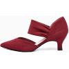 imageCoutgo Womens Low Kitten Heel Dress Shoes Pointed Toe Slip on Ankle Strap Cutout Elegant Party Wedding PumpsWine Red