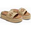 imageCoutgo Womens Platform Sandals Raffia Espadrilles Metal Chain Slip on Open Toe Cute Beach Slide SandalsApricot