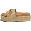 imageCoutgo Womens Platform Sandals Raffia Espadrilles Metal Chain Slip on Open Toe Cute Beach Slide SandalsApricot
