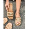 imageCoutgo Womens Platform Sandals Raffia Espadrilles Metal Chain Slip on Open Toe Cute Beach Slide SandalsApricot