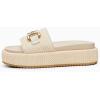imageCoutgo Womens Platform Sandals Raffia Espadrilles Metal Chain Slip on Open Toe Cute Beach Slide SandalsCream White