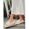 imageCoutgo Womens Platform Sandals Raffia Espadrilles Metal Chain Slip on Open Toe Cute Beach Slide SandalsCream White