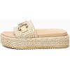 imageCoutgo Womens Platform Sandals Raffia Espadrilles Metal Chain Slip on Open Toe Cute Beach Slide SandalsLight Brown