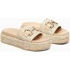 imageCoutgo Womens Platform Sandals Raffia Espadrilles Metal Chain Slip on Open Toe Cute Beach Slide SandalsLight Brown