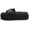 imageCoutgo Womens Platform Sandals Raffia Espadrilles Metal Chain Slip on Open Toe Cute Beach Slide SandalsPolish Black