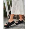 imageCoutgo Womens Platform Sandals Raffia Espadrilles Metal Chain Slip on Open Toe Cute Beach Slide SandalsPolish Black