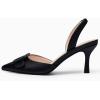 imageCoutgo Womens Slingback Heels Kitten Heel Pumps Dress Shoes Sling Back Closed Pointed Toe Suede Wedding Party SandalsCool Black