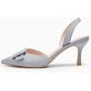 imageCoutgo Womens Slingback Heels Kitten Heel Pumps Dress Shoes Sling Back Closed Pointed Toe Suede Wedding Party SandalsGrey