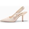 imageCoutgo Womens Slingback Kitten Heels Closed Pointed Toe Bowknot Knitted Slip On Work Pumps Dress ShoesApricothigh Heels
