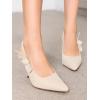 imageCoutgo Womens Slingback Kitten Heels Closed Pointed Toe Bowknot Knitted Slip On Work Pumps Dress ShoesApricothigh Heels