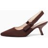 imageCoutgo Womens Slingback Kitten Heels Closed Pointed Toe Bowknot Knitted Slip On Work Pumps Dress ShoesCoffee