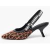 imageCoutgo Womens Slingback Kitten Heels Closed Pointed Toe Bowknot Knitted Slip On Work Pumps Dress ShoesLeopard