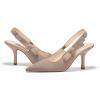 imageCoutgo Womens Slingback Kitten Heels Closed Pointed Toe Bowknot Knitted Slip On Work Pumps Dress ShoesLight Coffeehigh Heels