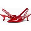 imageCoutgo Womens Slingback Kitten Heels Closed Pointed Toe Bowknot Knitted Slip On Work Pumps Dress ShoesWine Red