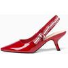 imageCoutgo Womens Slingback Kitten Heels Closed Pointed Toe Bowknot Knitted Slip On Work Pumps Dress ShoesWine Red