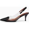 imageCoutgo Womens Slingback Kitten Heels Heart Clear Pumps Low Heel Pointed Closed Toe Party Wedding Dress ShoesBlack
