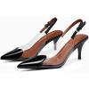 imageCoutgo Womens Slingback Kitten Heels Heart Clear Pumps Low Heel Pointed Closed Toe Party Wedding Dress ShoesBlack