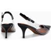 imageCoutgo Womens Slingback Kitten Heels Heart Clear Pumps Low Heel Pointed Closed Toe Party Wedding Dress ShoesBlack