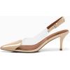 imageCoutgo Womens Slingback Kitten Heels Heart Clear Pumps Low Heel Pointed Closed Toe Party Wedding Dress ShoesNude