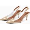 imageCoutgo Womens Slingback Kitten Heels Heart Clear Pumps Low Heel Pointed Closed Toe Party Wedding Dress ShoesNude