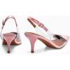 imageCoutgo Womens Slingback Kitten Heels Heart Clear Pumps Low Heel Pointed Closed Toe Party Wedding Dress ShoesPink