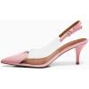 imageCoutgo Womens Slingback Kitten Heels Heart Clear Pumps Low Heel Pointed Closed Toe Party Wedding Dress ShoesPink