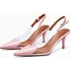 imageCoutgo Womens Slingback Kitten Heels Heart Clear Pumps Low Heel Pointed Closed Toe Party Wedding Dress ShoesPink