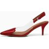 imageCoutgo Womens Slingback Kitten Heels Heart Clear Pumps Low Heel Pointed Closed Toe Party Wedding Dress ShoesRed