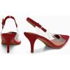 imageCoutgo Womens Slingback Kitten Heels Heart Clear Pumps Low Heel Pointed Closed Toe Party Wedding Dress ShoesRed