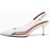 imageCoutgo Womens Slingback Kitten Heels Heart Clear Pumps Low Heel Pointed Closed Toe Party Wedding Dress ShoesWhite
